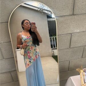 Rumored Floral Bodice & Light Blue Maxi Dress